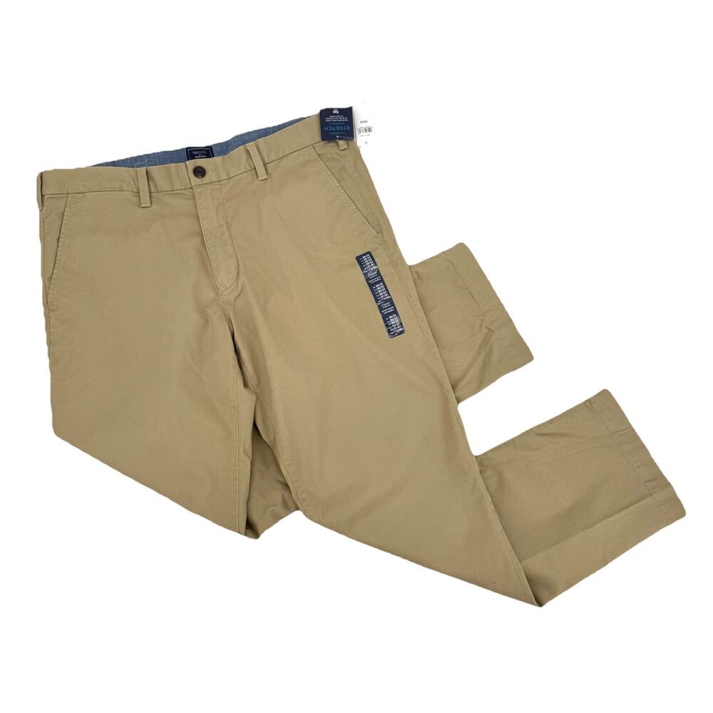 Gap Khakis Mens Straight Stretch Flat Front Dress Pants Size 36x32 Preppy Chinos